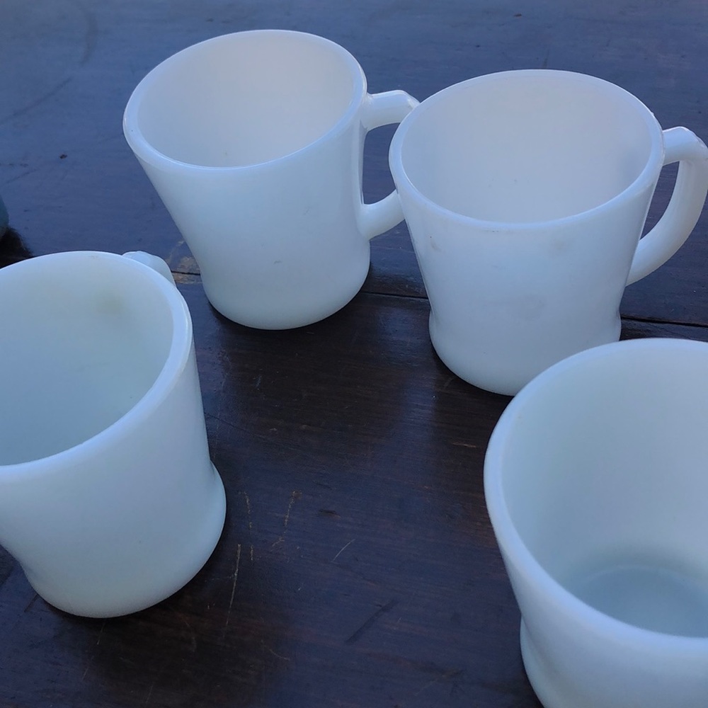 Anchor hiking fire king milk glass cups USA